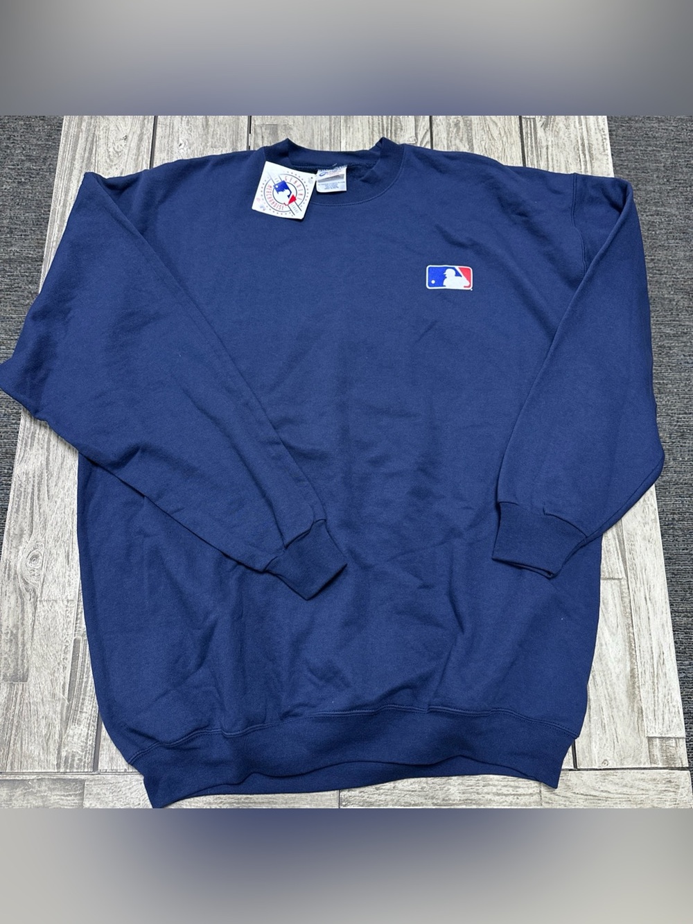 NWT Vintage Y2K MLB Logo Crewneck Navy XL Oversized Sporty